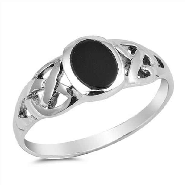 Statement Rings Gift for Wife Three Stone Ring Boho Jewelry Engagement Ring Onyx Ring Sterling Silver Ring For Women Black Onyx Ring